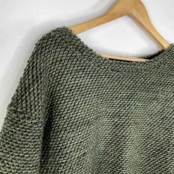 Bobi Los Angeles Green Wool Blend Knit Long Sleeve Sweater Women's Size Small S - Picture 4 of 8